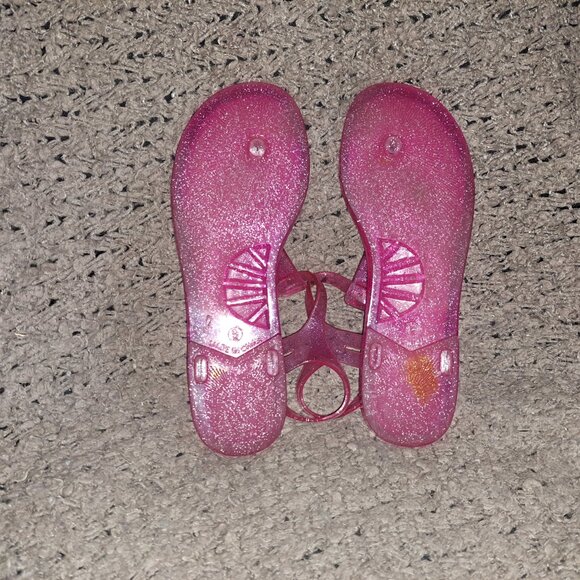 KATE SPADE-Yari-Pink Shimmer Jelly Rubber-Cork T-Strap Sandals-Sz 9-Excellent - Picture 6 of 6
